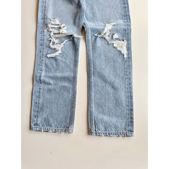 AGOLDE 90's Fall Out Light Wash Mid Rise Ripped Straight Leg Jeans, Size 23 - Picture 8 of 14